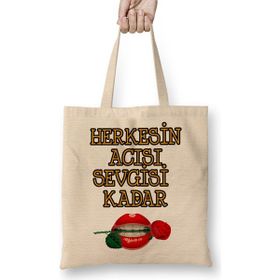 Humuts Sevgiliye Aşk Sevgi Komik Bez Uzun Saplı Açık Bej Rengi Çanta