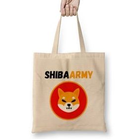 Humuts Shiba Inu Coin To The Moon Shıbarmy Bez Uzun Saplı Açık Bej Rengi Çanta