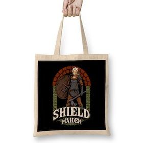 Humuts Shield Maiden Female Viking Warrior Norse Myth Bez Uzun Saplı Açık Bej Rengi Çanta