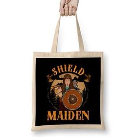Humuts Shield Maiden Female Viking Warrior Norse Myth Bez Uzun Saplı Açık Bej Rengi Çanta