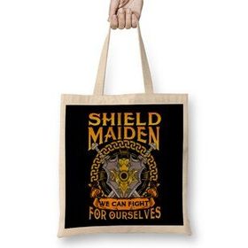 Humuts Shield Maiden We Can Fight For Ourselves Warrior Bez Uzun Saplı Açık Bej Rengi Çanta