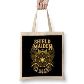 Humuts Shield Maiden We Can Fight For Ourselves Warrior Bez Uzun Saplı Açık Bej Rengi Çanta