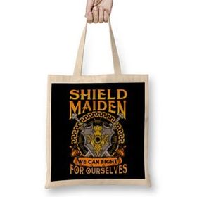 Humuts Shield Maiden We Can Fight For Ourselves Warrior Bez Uzun Saplı Açık Bej Rengi Çanta