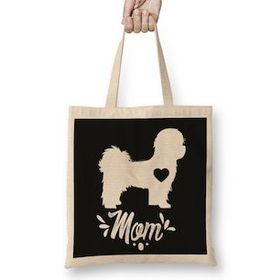 Humuts Shih Tzu Dog Mom Mothers Day Gift Bez Uzun Saplı Açık Bej Rengi Çanta