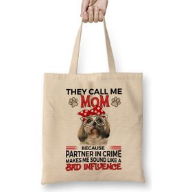 Humuts Shih Tzu Gift Shih Tzu Mom Gift Bandana Bez Uzun Saplı Açık Bej Rengi Çanta