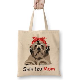 Humuts Shih Tzu Mom Bandana Womens Shih Tzu Dog Bez Uzun Saplı Açık Bej Rengi Çanta