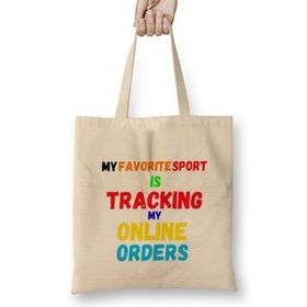 Humuts Shopping Addict Funny Quote For Shopping Addict Bez Uzun Saplı Açık Bej Rengi Çanta