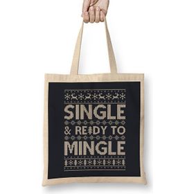 Humuts Single And Ready To Mingle Christmas Knit Pattern Bez Kadın Günlük Çanta