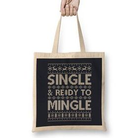 Humuts Single And Ready To Mingle Christmas Knit Pattern Bez Kadın Günlük Çanta