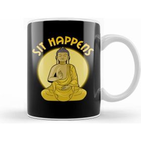 Humuts Sit Happens Funny Meditation Pun Monk Meditating Kupa
