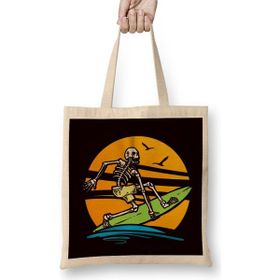 Humuts Skeleton Surfer Surfboard Surfing Water Sports Longboard Bez Kadın Günlük Çanta