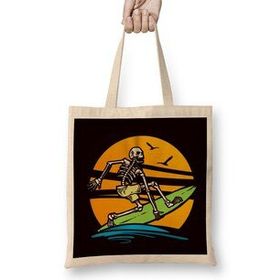 Humuts Skeleton Surfer Surfboard Surfing Water Sports Longboard Bez Kadın Günlük Çanta