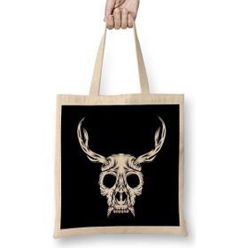 Humuts Skull With Antlers Creepy Gorilla Antlers Cool Unique Animal Skull Bez Kadın Günlük Çanta