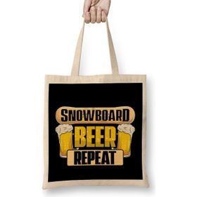 Humuts Snowboard Beer Repeat Funny Snowboarder Party Bez Kadın Günlük Çanta