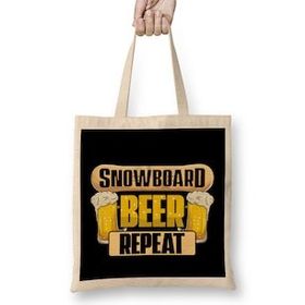 Humuts Snowboard Beer Repeat Funny Snowboarder Party Bez Kadın Günlük Çanta