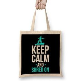 Humuts Snowboarding Keep Calm And Shred On Snowboarder Bez Kadın Günlük Çanta