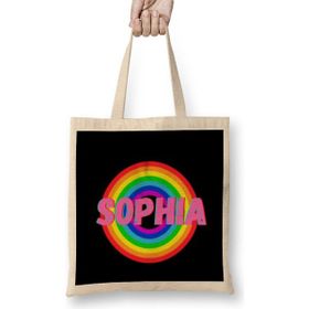 Humuts Sophia -Name Personalized Custom - Vintage Retro Rainbow Style Design Gift Baby-Gift For Her Bez Kadın Günlük Çanta
