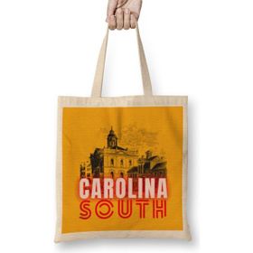 Humuts South Carolina State Flag Gift Vintage Retro Rainbow Style Bez Uzun Saplı Açık Bej Rengi Çanta