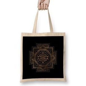 Humuts Sri Yantra Sri Chakra In Golden Lotus Bez Kadın Günlük Çanta