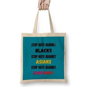 Humuts Stop Hate Agaınst Blacks Asians Everybody Stop Hate Asian Black Lives Matter Bez Kadın Günlük Çanta