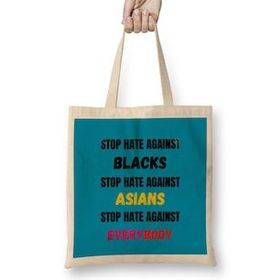 Humuts Stop Hate Agaınst Blacks Asians Everybody Stop Hate Asian Black Lives Matter Bez Kadın Günlük Çanta