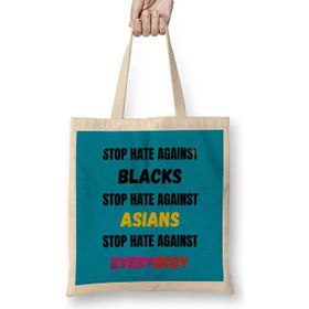 Humuts Stop Hate Agaınst Blacks Asians Everybody Stop Hate Asian Black Llives Matter Bez Kadın Günlük Çanta