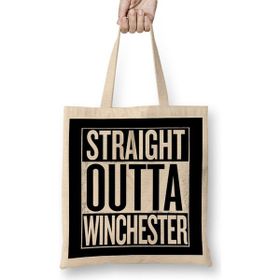 Humuts Straight Outta Winchester Supernatural White Bez Çanta