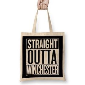 Humuts Straight Outta Winchester Supernatural White Bez Çanta