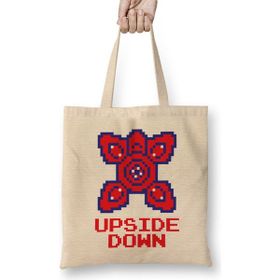 Humuts Stranger Things Pixel Upside Down Demogorgon Head Bez Uzun Saplı Açık Bej Rengi Çanta