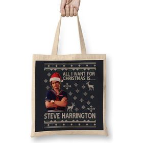 Humuts Stranger Things Steve Harrington Christmas Wish Bez Uzun Saplı Açık Bej Rengi Çanta