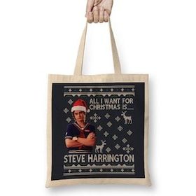 Humuts Stranger Things Steve Harrington Christmas Wish Bez Uzun Saplı Açık Bej Rengi Çanta