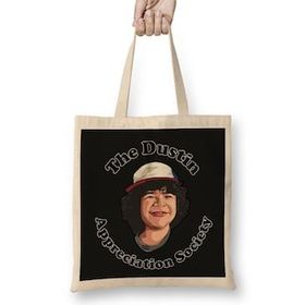 Humuts Stranger Things The Dustin Appreciation Society Bez Uzun Saplı Açık Bej Rengi Çanta