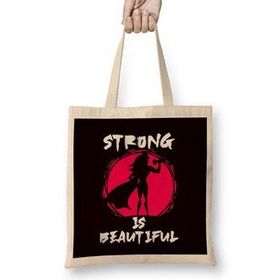 Humuts Strong Is Beautiful Fitness Gym Bodybuilding Weightlifting Bez Uzun Saplı Açık Bej Rengi Çanta