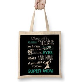 Humuts Super Mom Süper Anne Bez Kadın Günlük Çanta