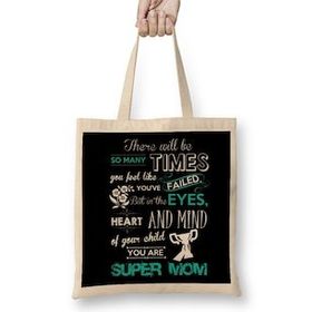 Humuts Super Mom Süper Anne Bez Kadın Günlük Çanta