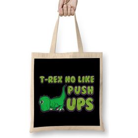 Humuts T Rex No Like Pushups Funny Cute Dinosaur Trex Bez Uzun Saplı Açık Bej Rengi Çanta