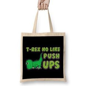 Humuts T Rex No Like Pushups Funny Cute Dinosaur Trex Bez Uzun Saplı Açık Bej Rengi Çanta