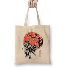 Humuts Tanjiro Demon Slayer Kimetsu No Yaiba Anime Bez Uzun Saplı Açık Bej Rengi Çanta