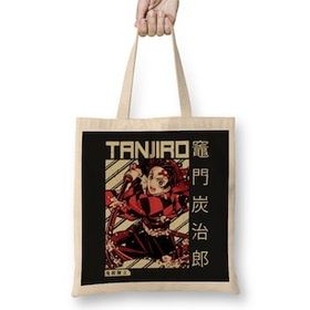 Humuts Tanjiro Demon Slayer Kimetsu No Yaiba Anime Bez Uzun Saplı Açık Bej Rengi Çanta