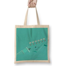 Humuts Teal Fender Guitar Bez Uzun Saplı Açık Bej Rengi Çanta