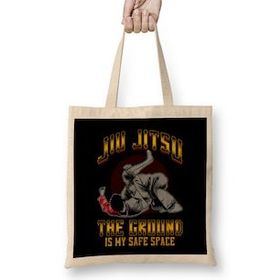 Humuts The Ground Is My Safe Space Funny Jiu Jitsu Bjj Bez Uzun Saplı Açık Bej Rengi Çanta