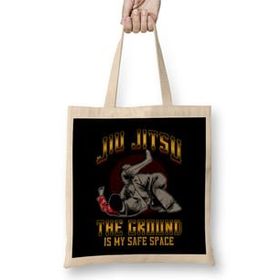 Humuts The Ground Is My Safe Space Funny Jiu Jitsu Bjj Bez Uzun Saplı Açık Bej Rengi Çanta