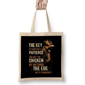 Humuts The Key Is To Patience Chicken Bez Uzun Saplı Açık Bej Rengi Çanta