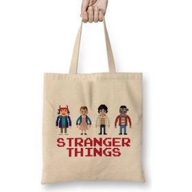 Humuts The Kids Of Stranger Things Pixellated Bez Uzun Saplı Açık Bej Rengi Çanta