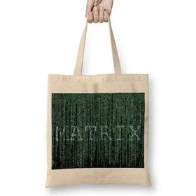 Humuts The Matrix Kod Yağmuru Bez Uzun Saplı Açık Bej Rengi Çanta