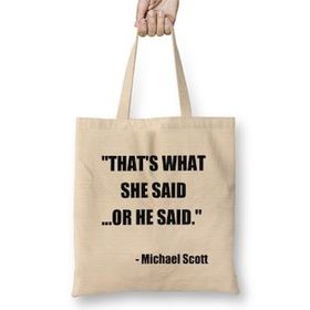 Humuts The Office Michael Scott Quote Thats What She Said Or He Said Bez Uzun Saplı Açık Bej Rengi Çanta