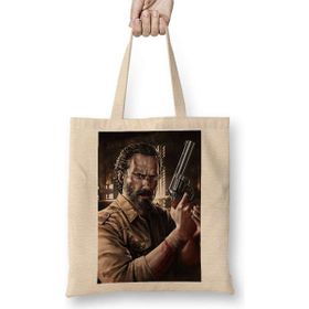 Humuts The Walking Dead Rick Çizim Bez Uzun Saplı Açık Bej Rengi Çanta