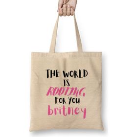 Humuts The World Is Rootıng For You Britney Bez Uzun Saplı Açık Bej Rengi Çanta