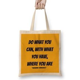 Humuts Theodore Roosevelt Quotes Gifts Vintage Retro Rainbow Style Bez Uzun Saplı Açık Bej Rengi Çanta