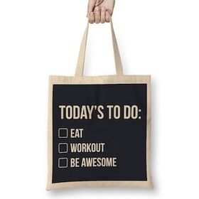 Humuts Things To Do Eat Workout Be Awesome Bez Uzun Saplı Açık Bej Rengi Çanta